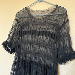 Black sheer ruffled chiffon babydoll dress goth 80s layering